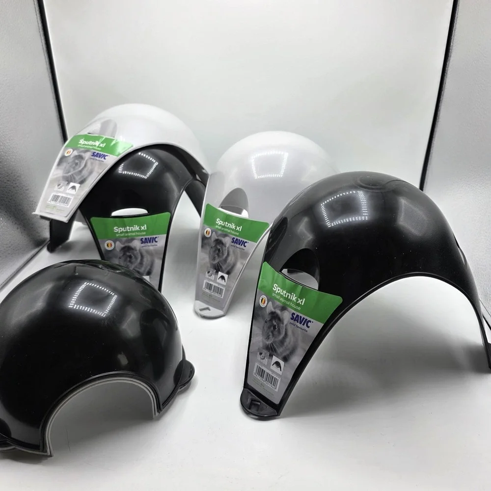 (×4) Savic Sputnik XL Small Animal House Rat Hideout Cage Accessory Black Gray